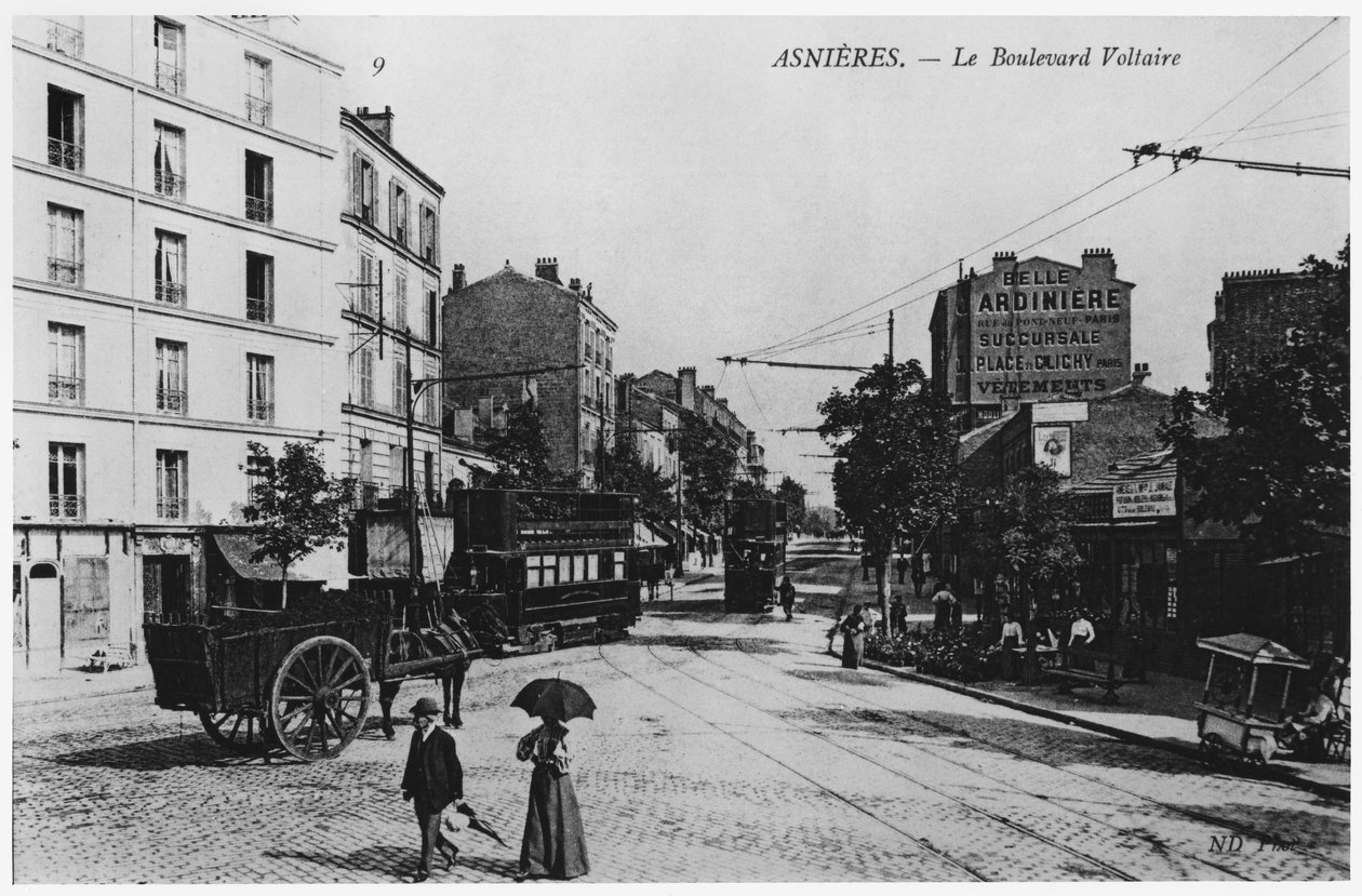 Udsigt over Asnieres, Boulevard Voltaire, ca. 1900 af French Photographer