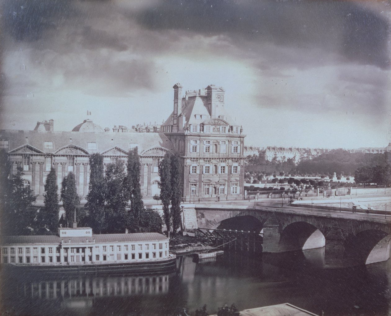 Udsigt over Louvre og Tuilerierne, ca. 1850 (daguerreotypi) af French Photographer