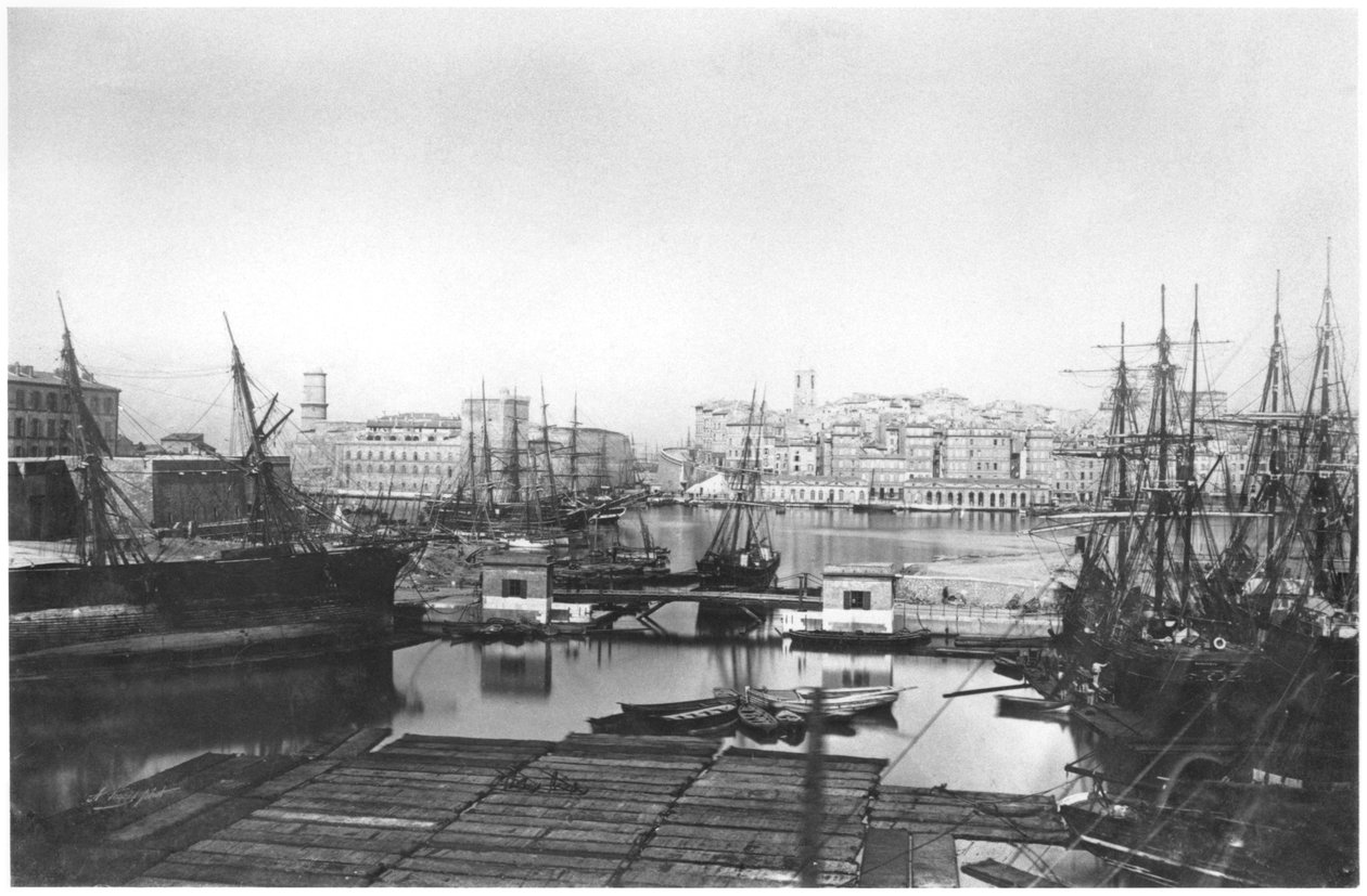 Udsigt over havnen i Marseille, slutningen af det 19. århundrede af French Photographer