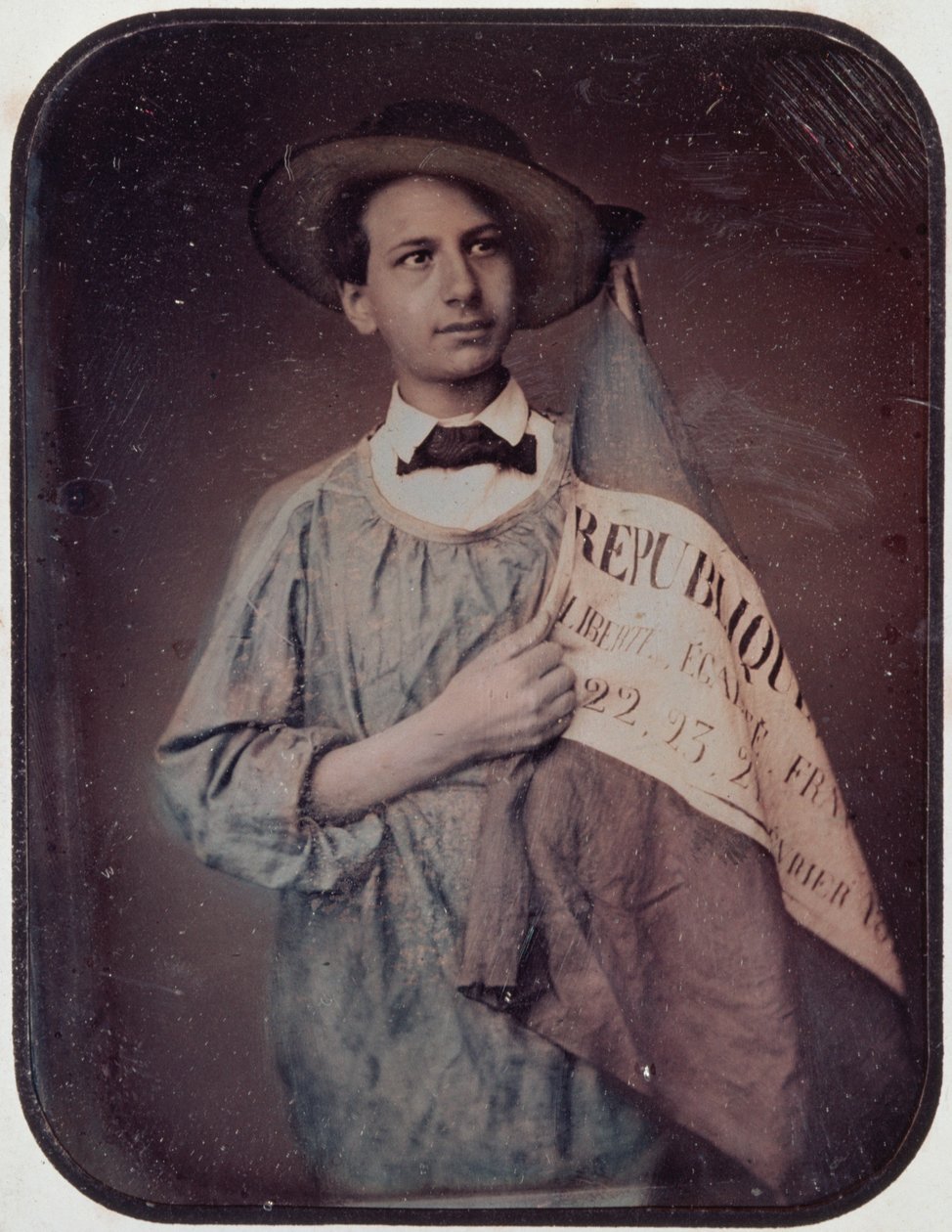 Ung mand med et flag, 1848 (daguerreotypi) af French Photographer