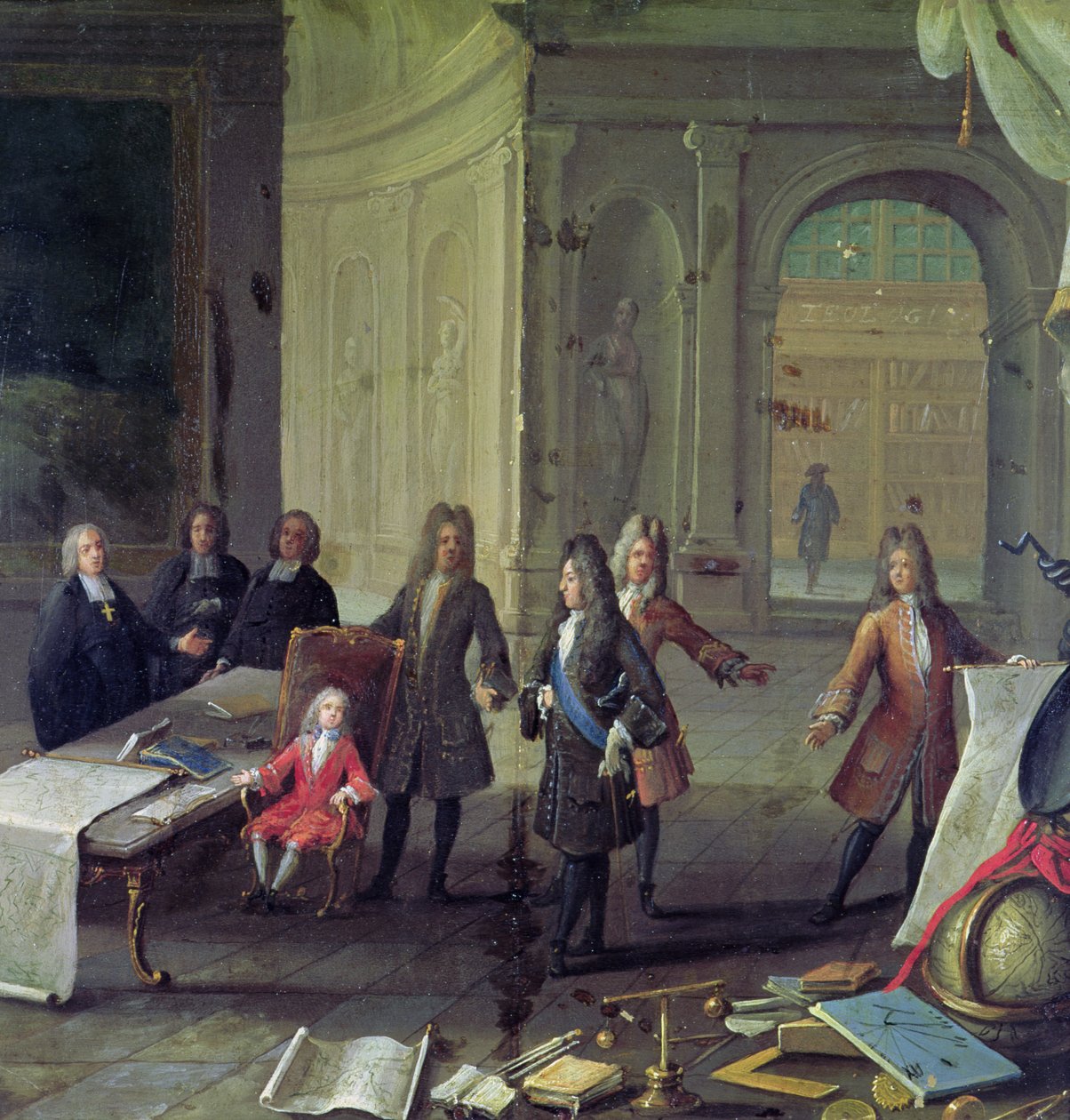 En lektion bliver givet til den unge Ludvig XV (1710-1774) (se også 177200) af French School