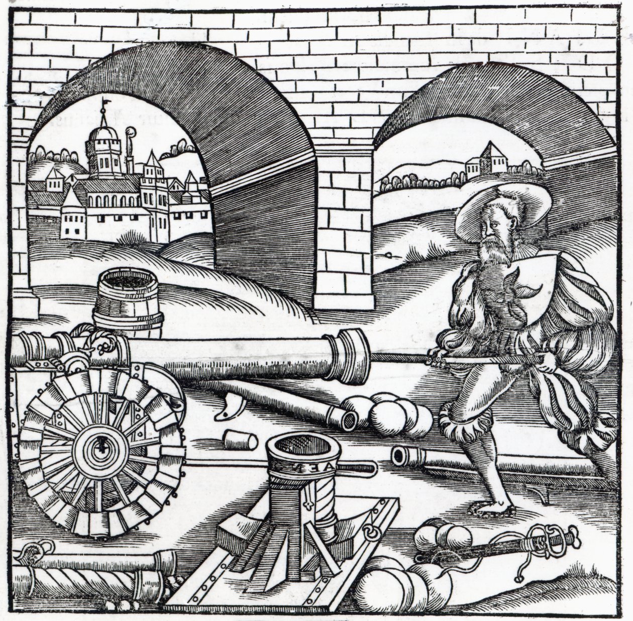 En mand læsser en kanon, illustration til 