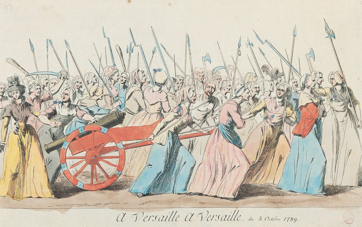 "Et Versailles, et Versailles", Kvindernes march mod Versailles, Paris, 5. oktober 1789 (se også 28334 og 127501) af French School