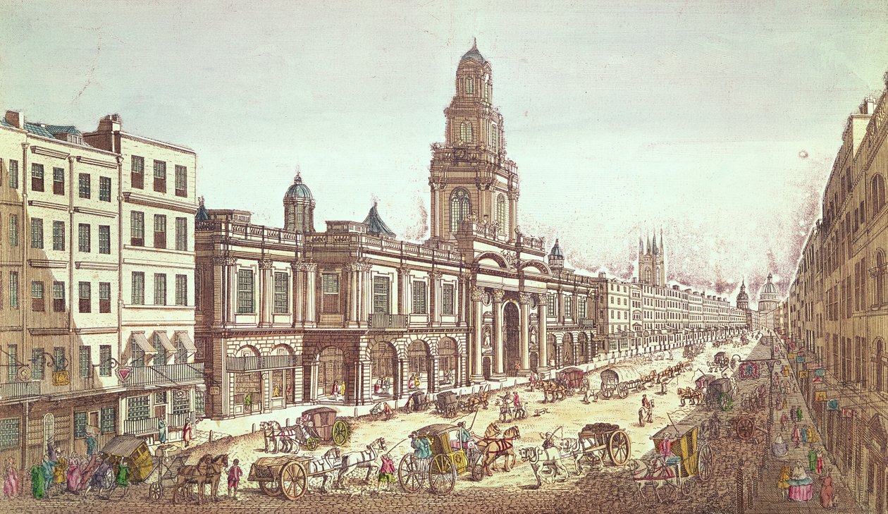 A View of the Royal Exchange, graveret af Moithey, ca. 1754 af French School