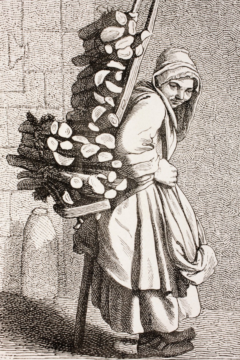 En kvinde, der bærer brænde til salg i det 18. århundredes Paris, 1875 af French School