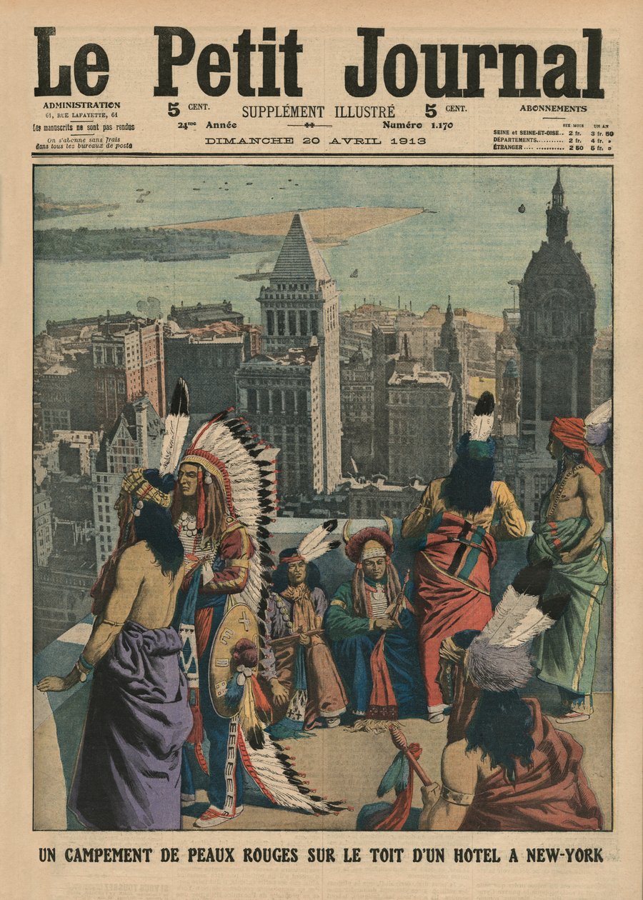 En lejr af rødhuder på taget af et hotel i New York, forsideillustration fra 