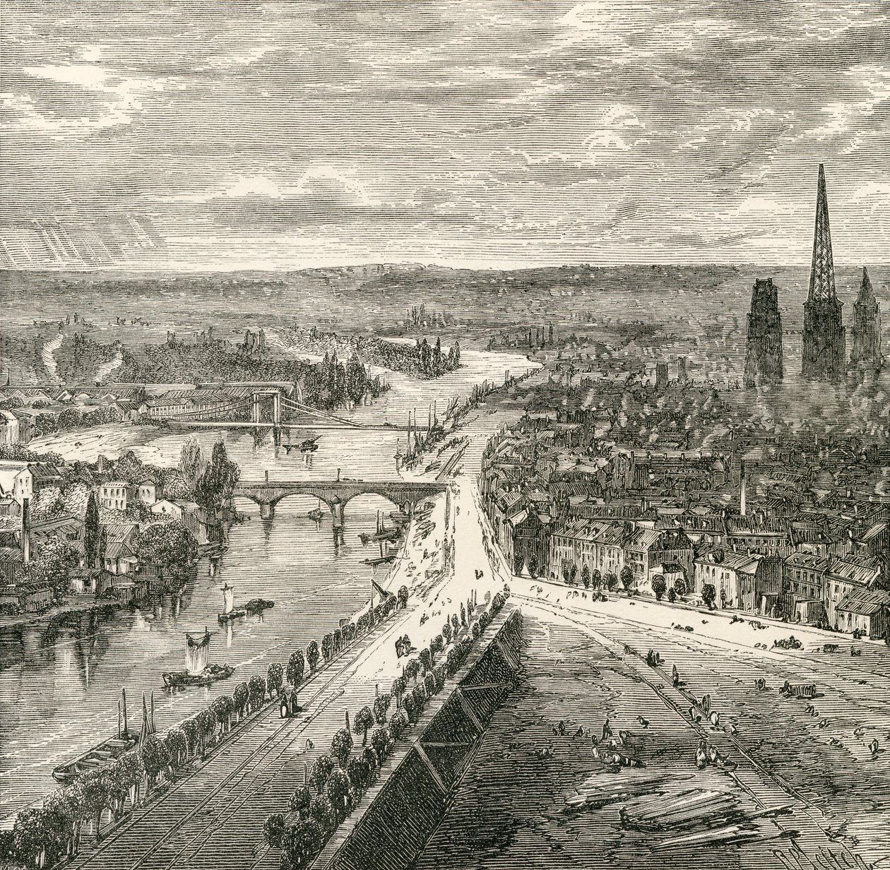 En udsigt over Rouen, Normandiet, i det nittende århundrede, fra 