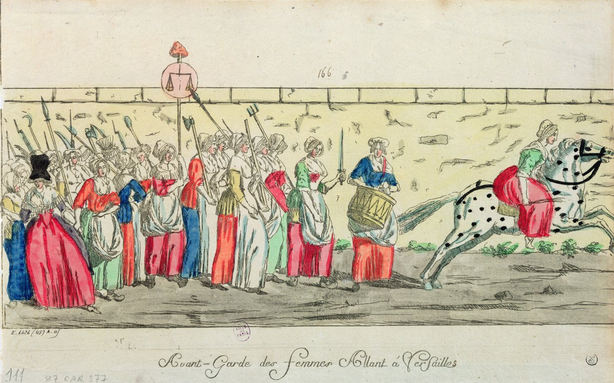 Avanceret vagt af kvinderne på vej til Versailles den 5. oktober 1789 af French School