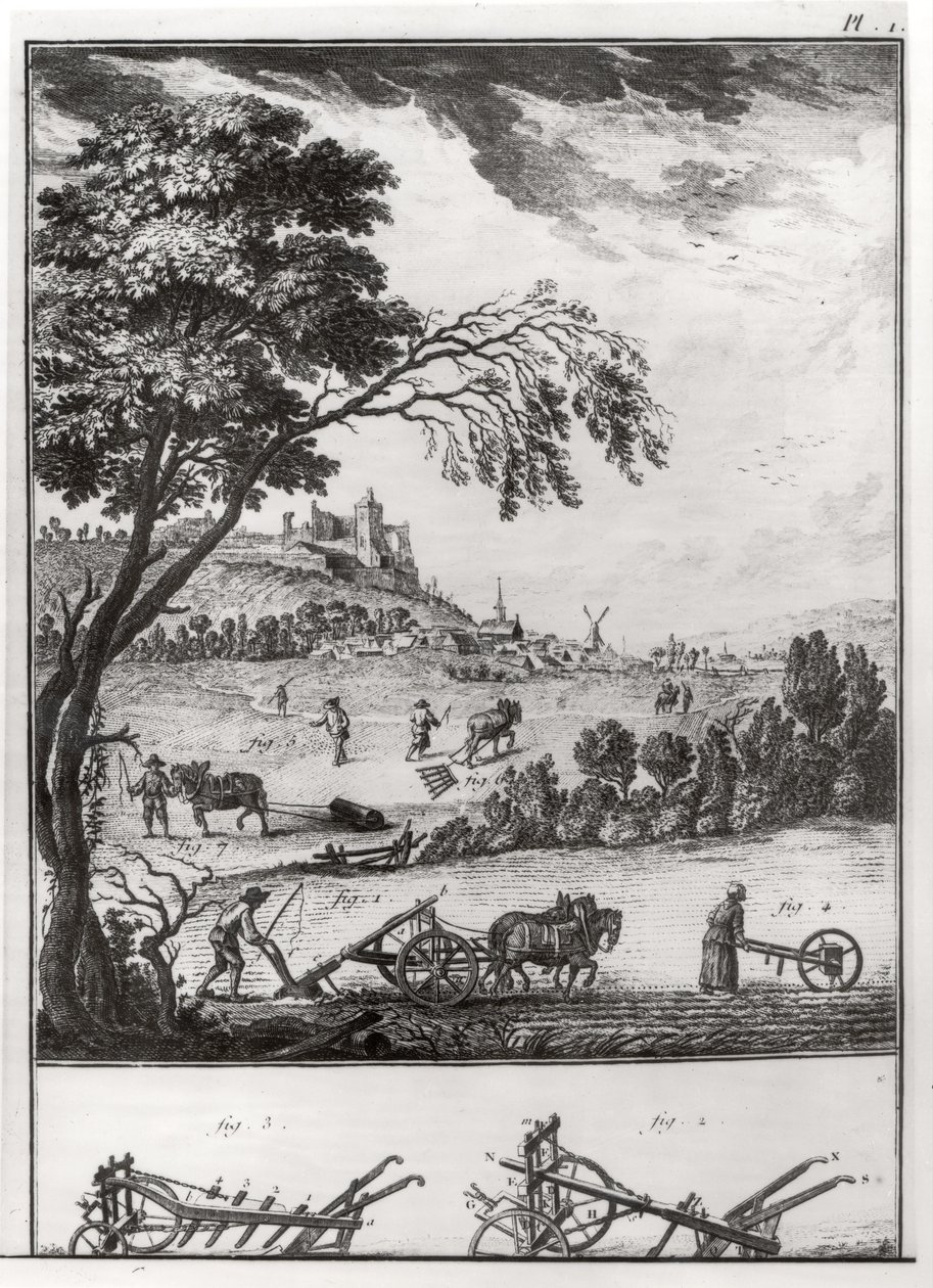Landbrug, plade I fra Encyclopaedia of Denis Diderot (1713-84) 1762 af French School