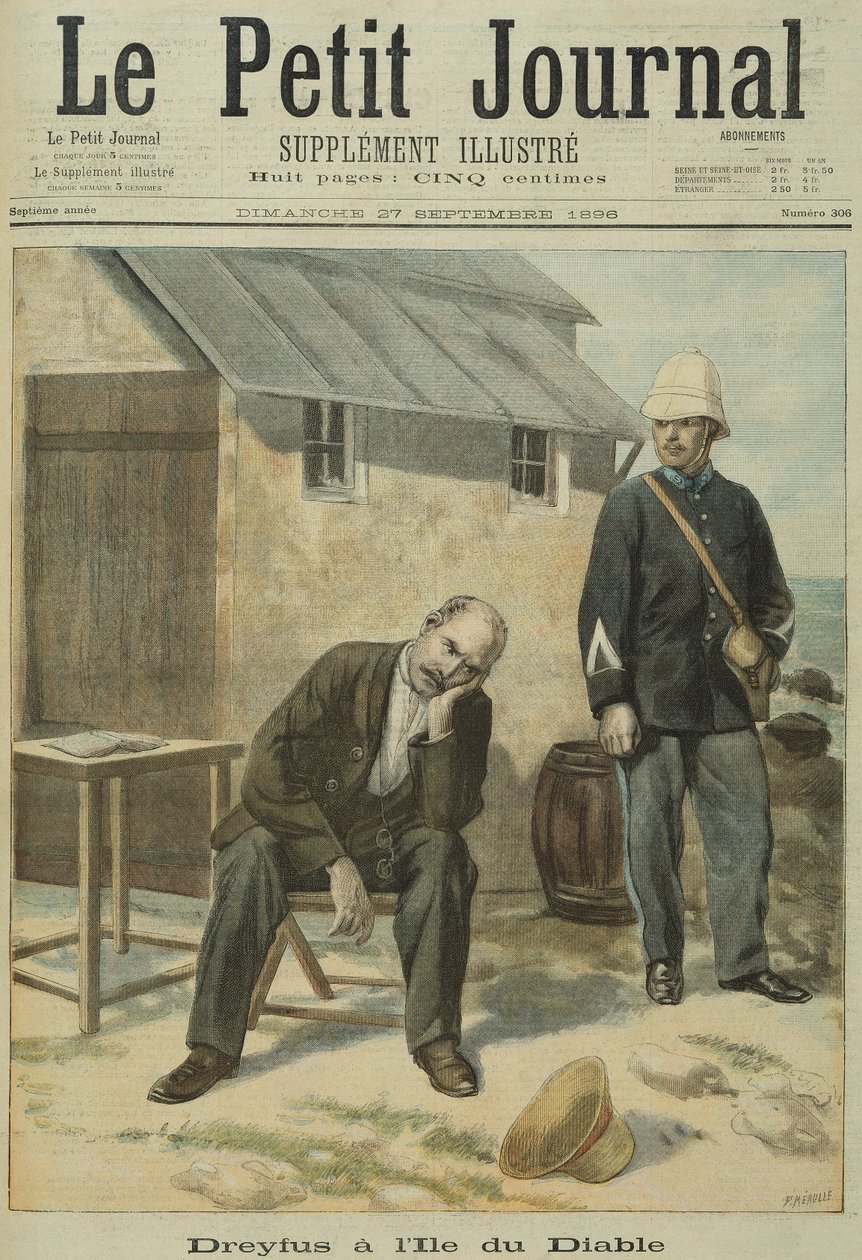 Alfred Dreyfus (1859-1935) på Devils Island, fra Le Petit Journal, 27. september 1896 af French School