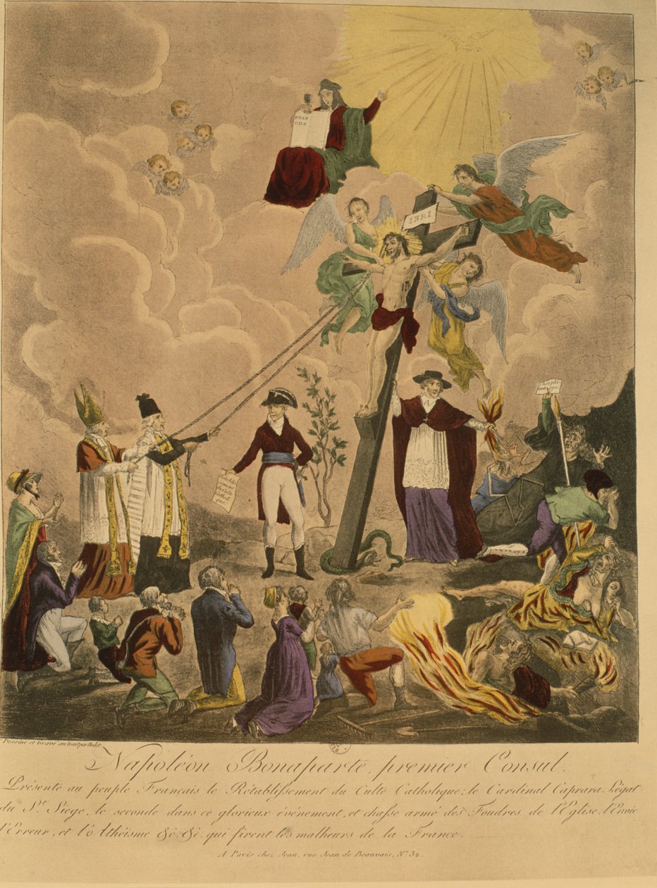 Allegori om genetableringen af den katolske religion i Frankrig i 1802 under Napoleon Bonaparte som førstekonsul, 1802 af French School