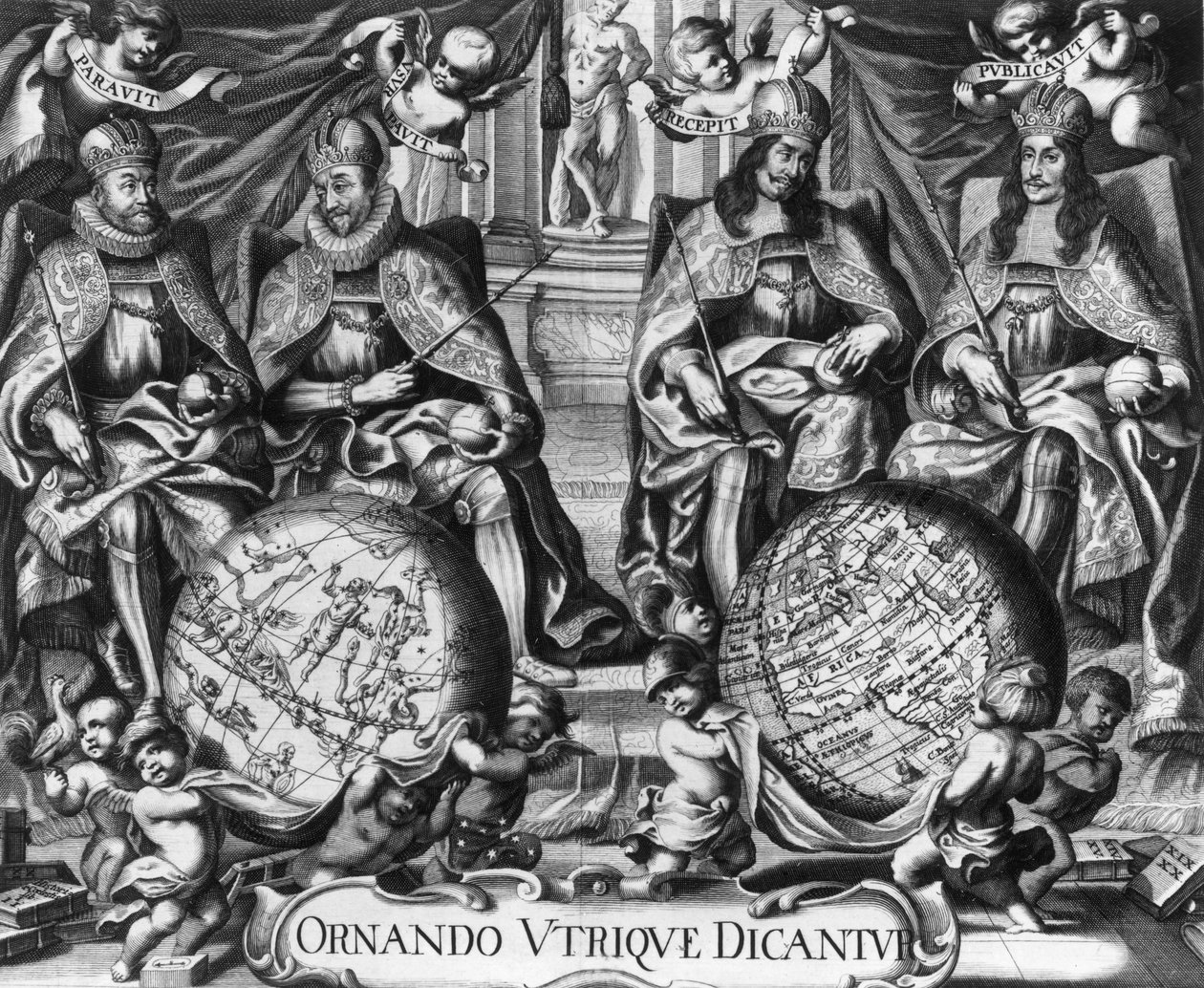 Allegori med Rudolf II (1552-1612) den hellige romerske kejser og hans efterfølgere Matthias 1. (1557-1619), Ferdinand II (1578-1637) og Ferdinand III (1608-1657) af French School