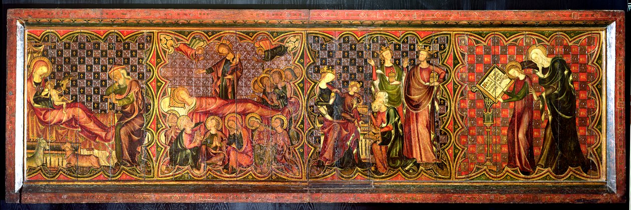Alterfront, der forestiller Jomfruens liv, ca. 1300 (tempera på panel) af French School