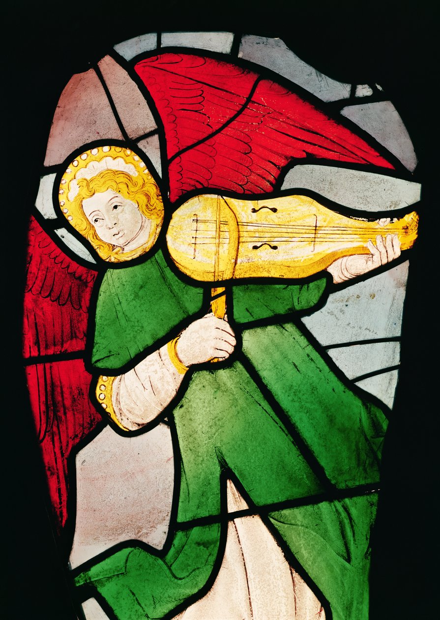 Angel Musician (farvet glas) af French School