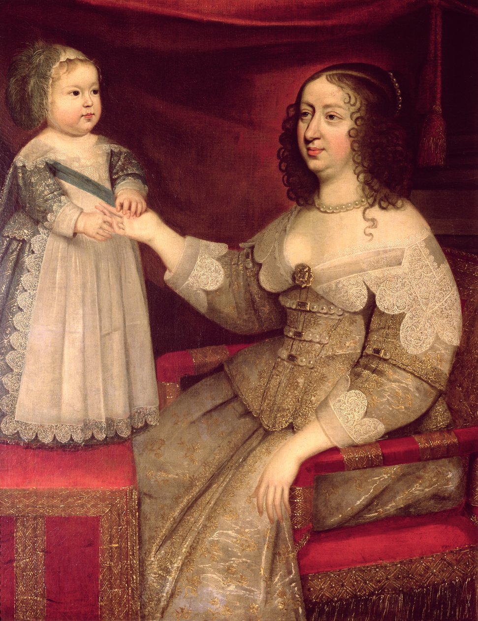 Anne af Østrig (1601-66) med sin søn Ludvig XIV (1638-1715) af French School