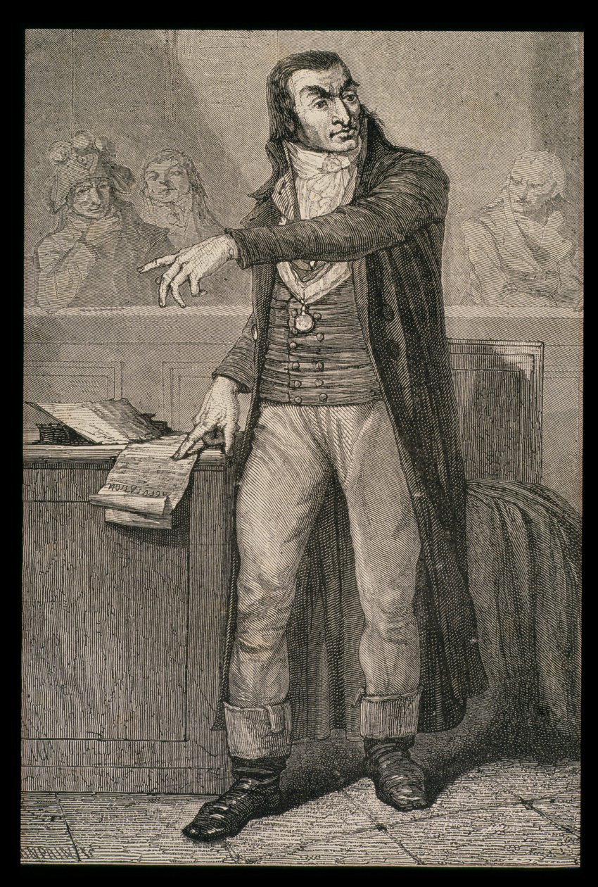 Antoine Quentin Fouquier-Tainville (1747-95) som offentlig anklager for Revolutionsdomstolen, indgraveret af Blanpain af French School