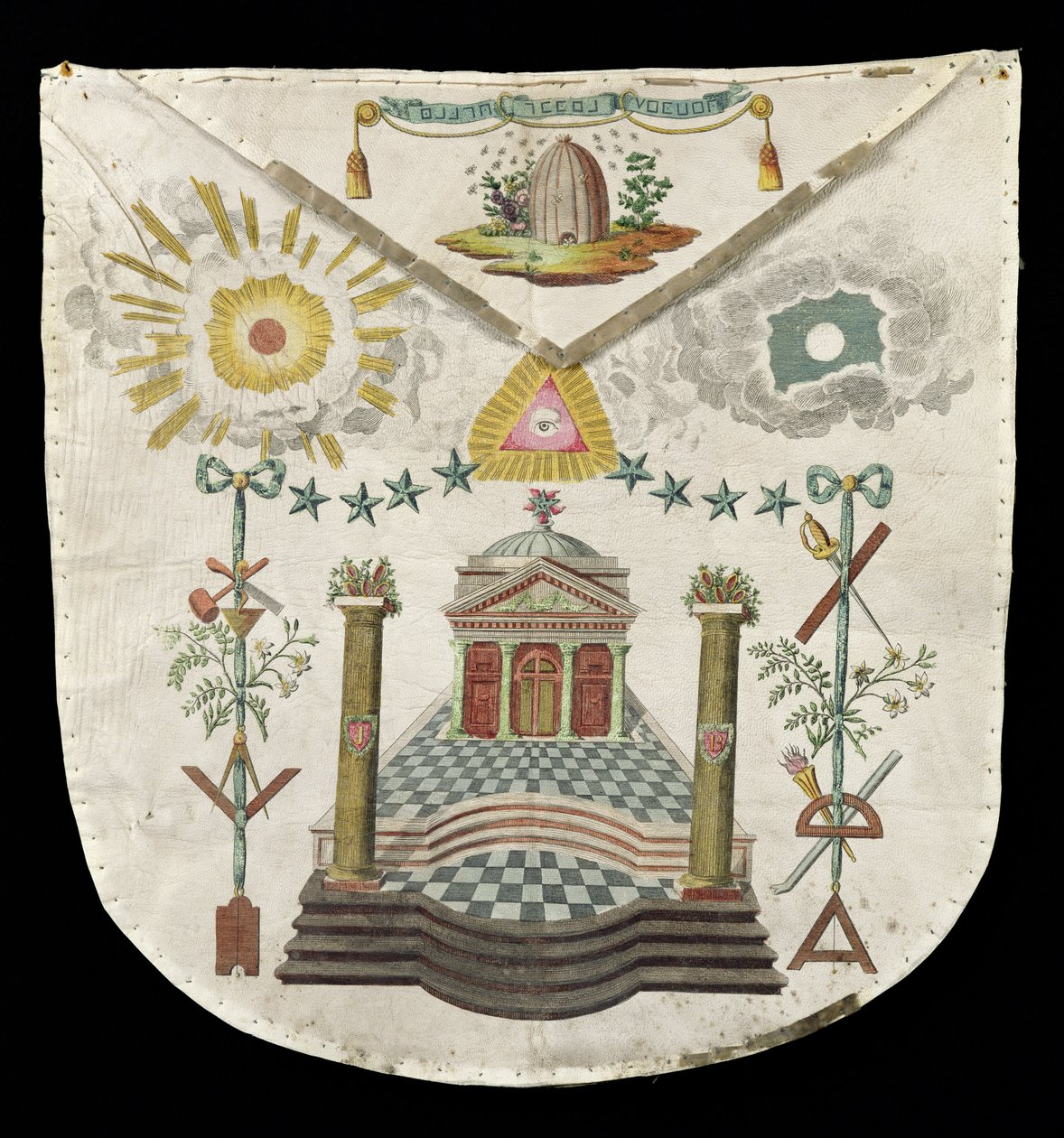 Forklæde af en mester fra Saint-Julien-logen i Brioude (malet læder) af French School