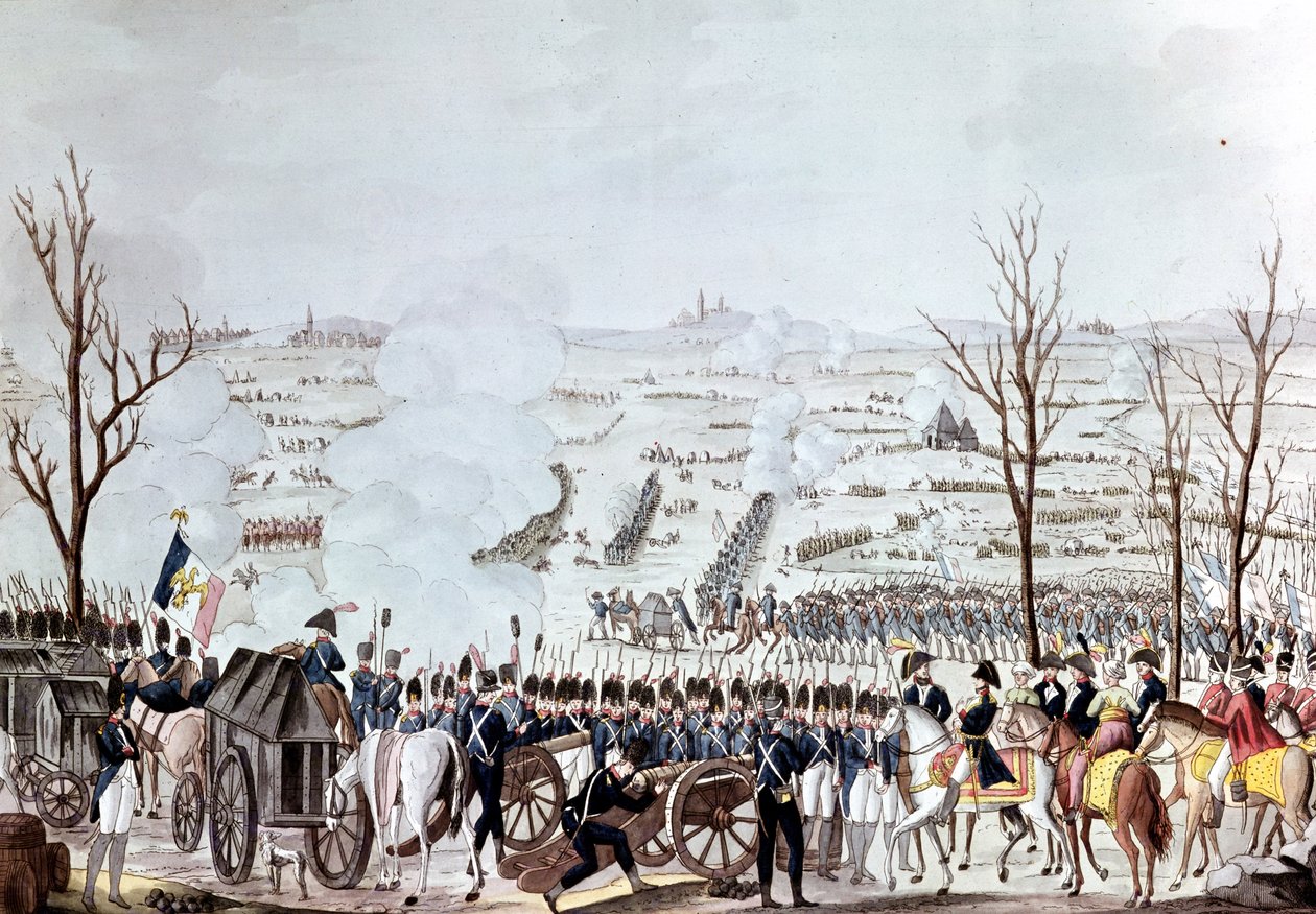 Slaget ved Austerlitz, 2. december 1805 (farvegravering) af French School