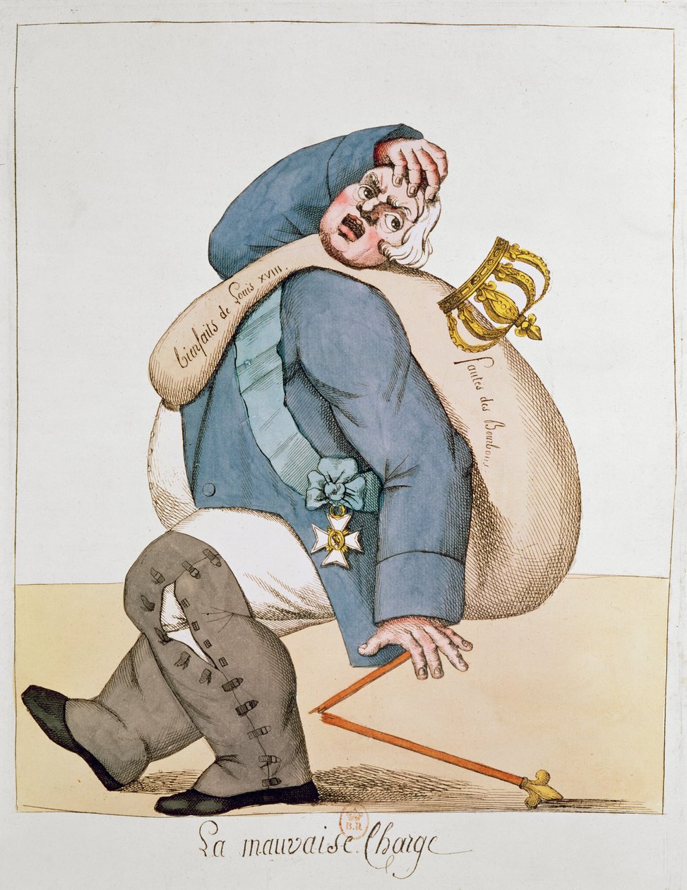 Karikatur af Ludvig XVIII (1755-1824) 1815 af French School