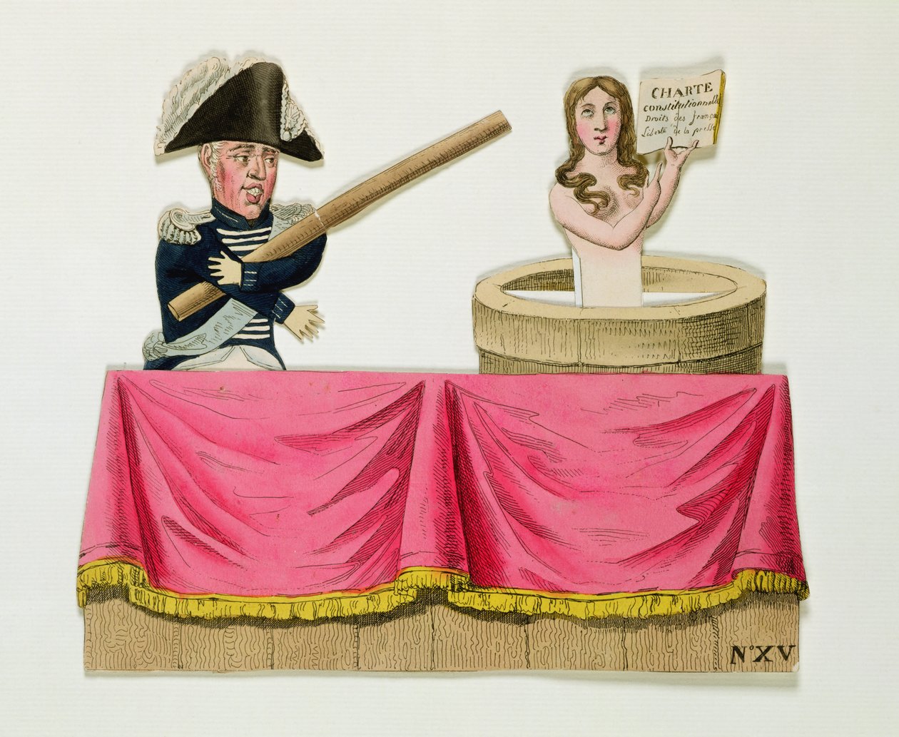Karikatur af det forfatningsmæssige charter af 26. juli 1830, ca. 1830 (farvet indgravering på kort) af French School