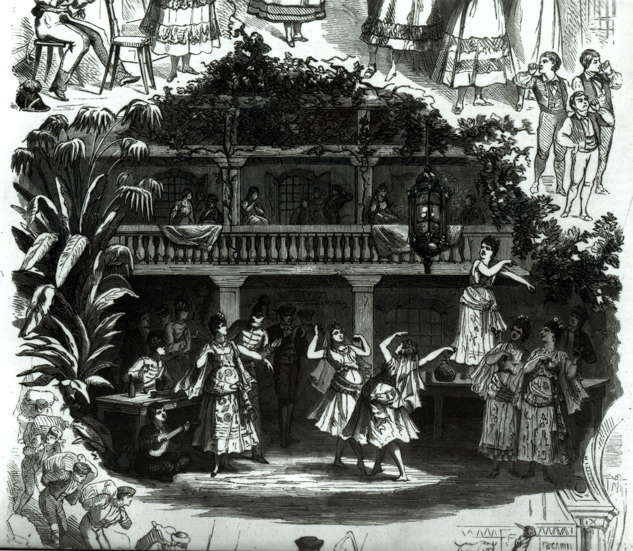 Carmen i Lilas Pastia-værtshuset, scene fra operaen af Georges Bizet (1838-75) af French School