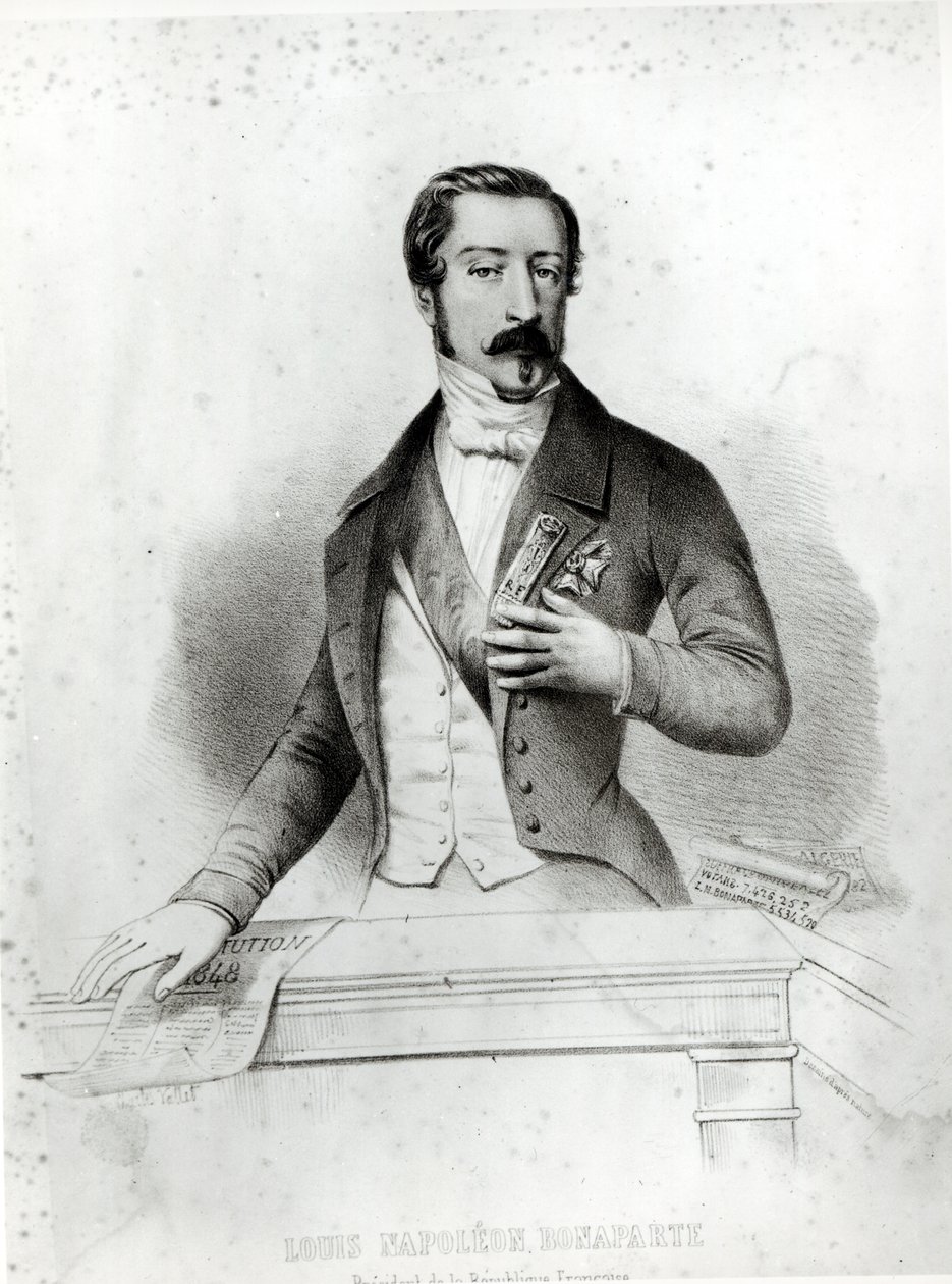 Charles Louis Napoleon Bonaparte (1808-73) aflægger ed på forfatningen af 1848 af French School