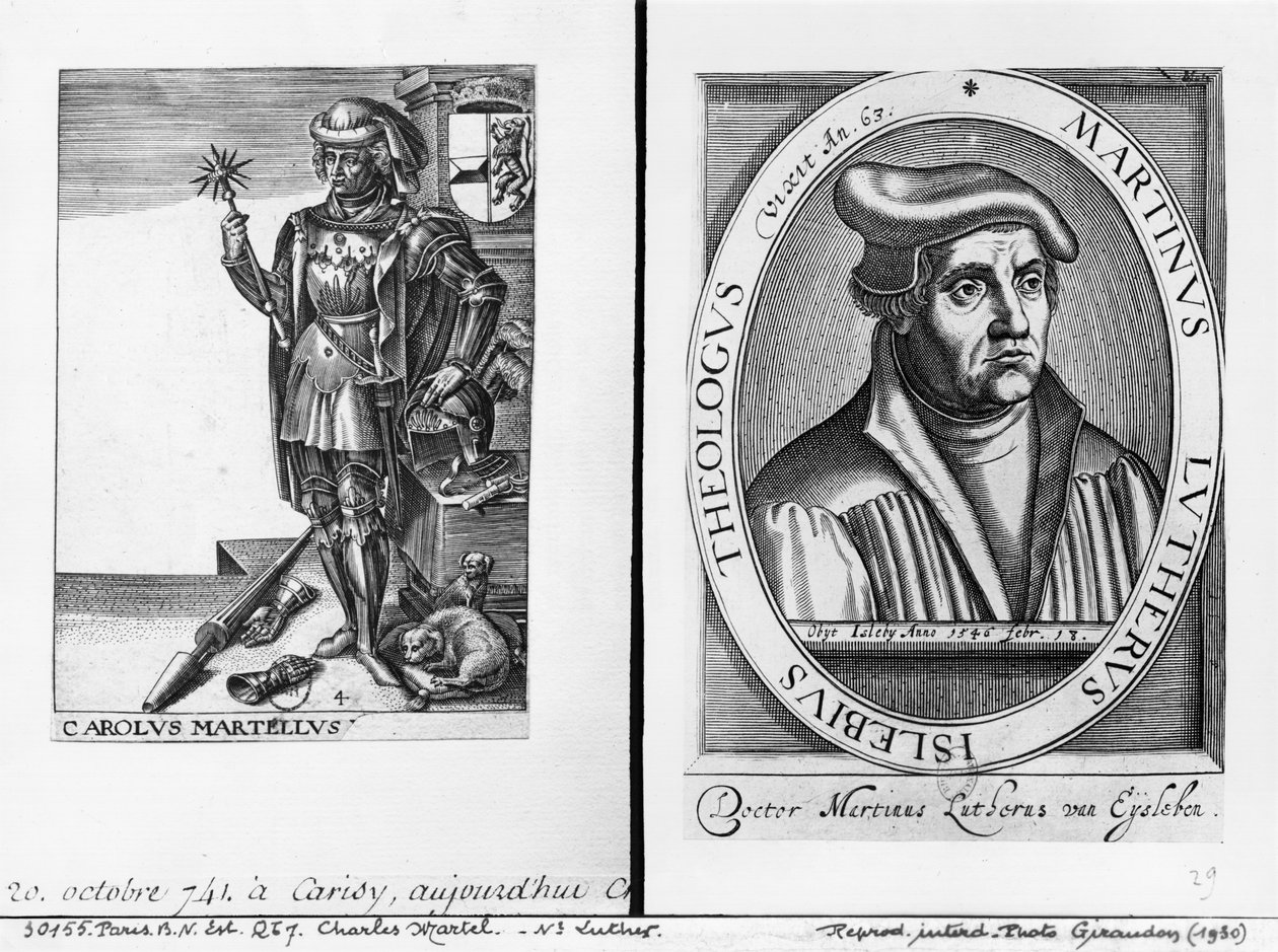 Charles Martel (688-741) og Martin Luther (1483-1546) af French School