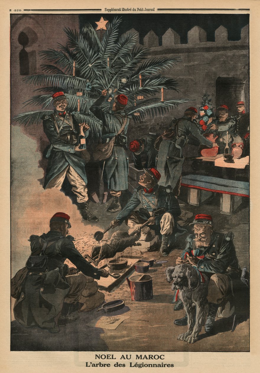 Jul i Marokko, legionærernes juletræ, bagsideillustration fra 