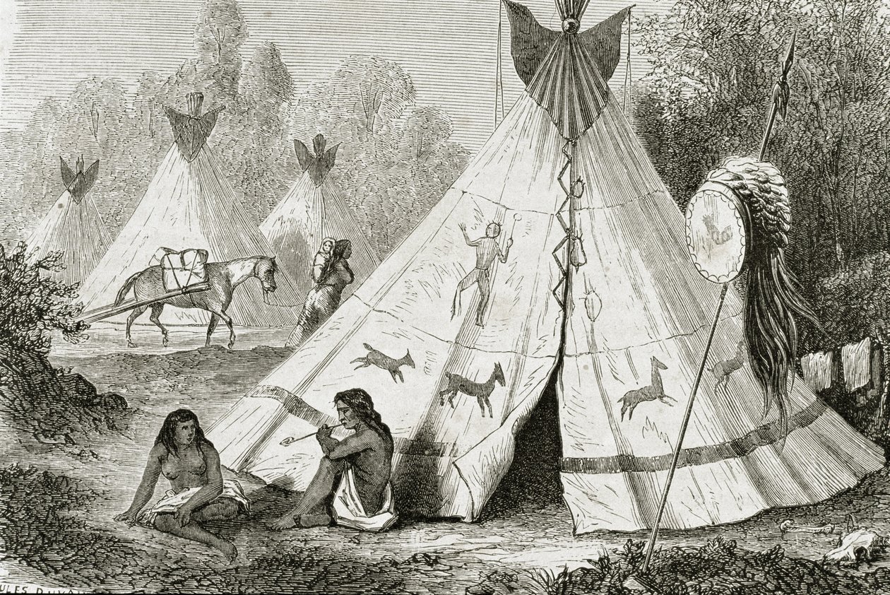 Comanche indianerlejr i 1850