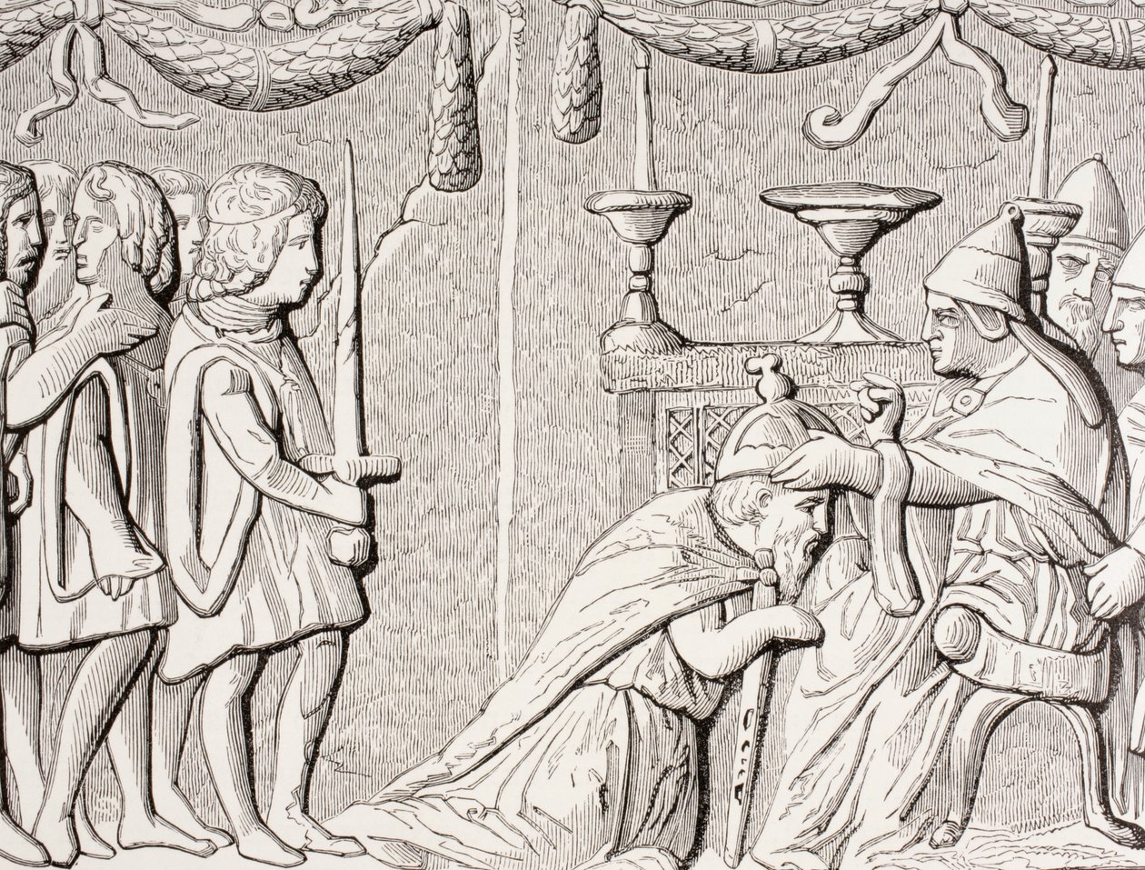 Kroning af kejser Sigismond af pave Eugene IV i 1433, efter et basrelief på en dør til St. Peter