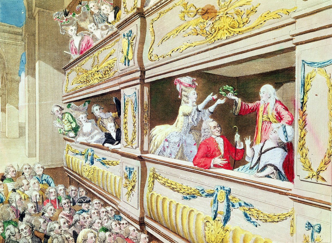 Kroning af Voltaire ved Theatre Francais, 1778 af French School