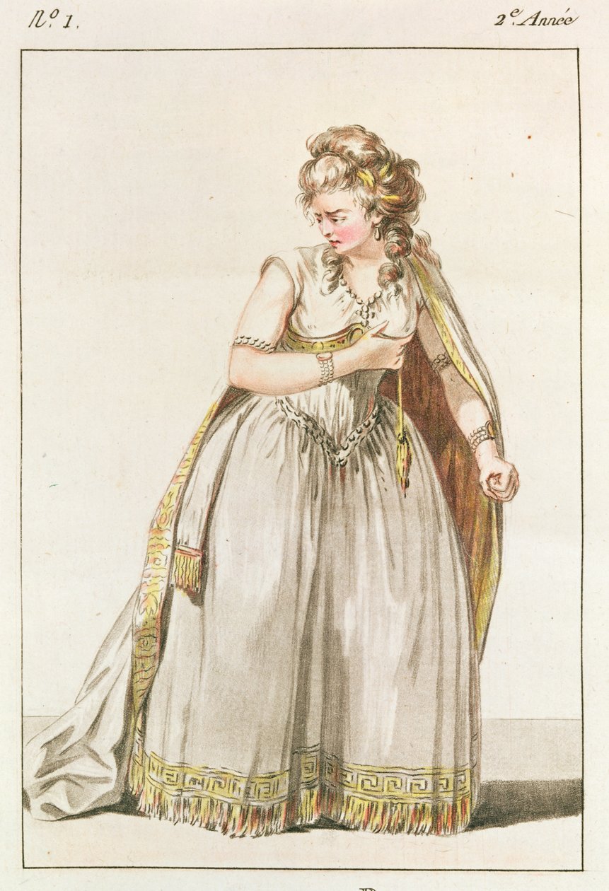 Kostume af Madame Vestris i rollen som Pauline i Polyeucte, akt IV, 1786 af French School