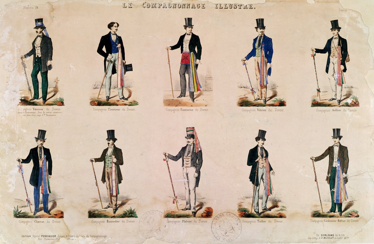 Kostumer til forskellige erhverv, fra "Le Compagnonnage Illustre af French School