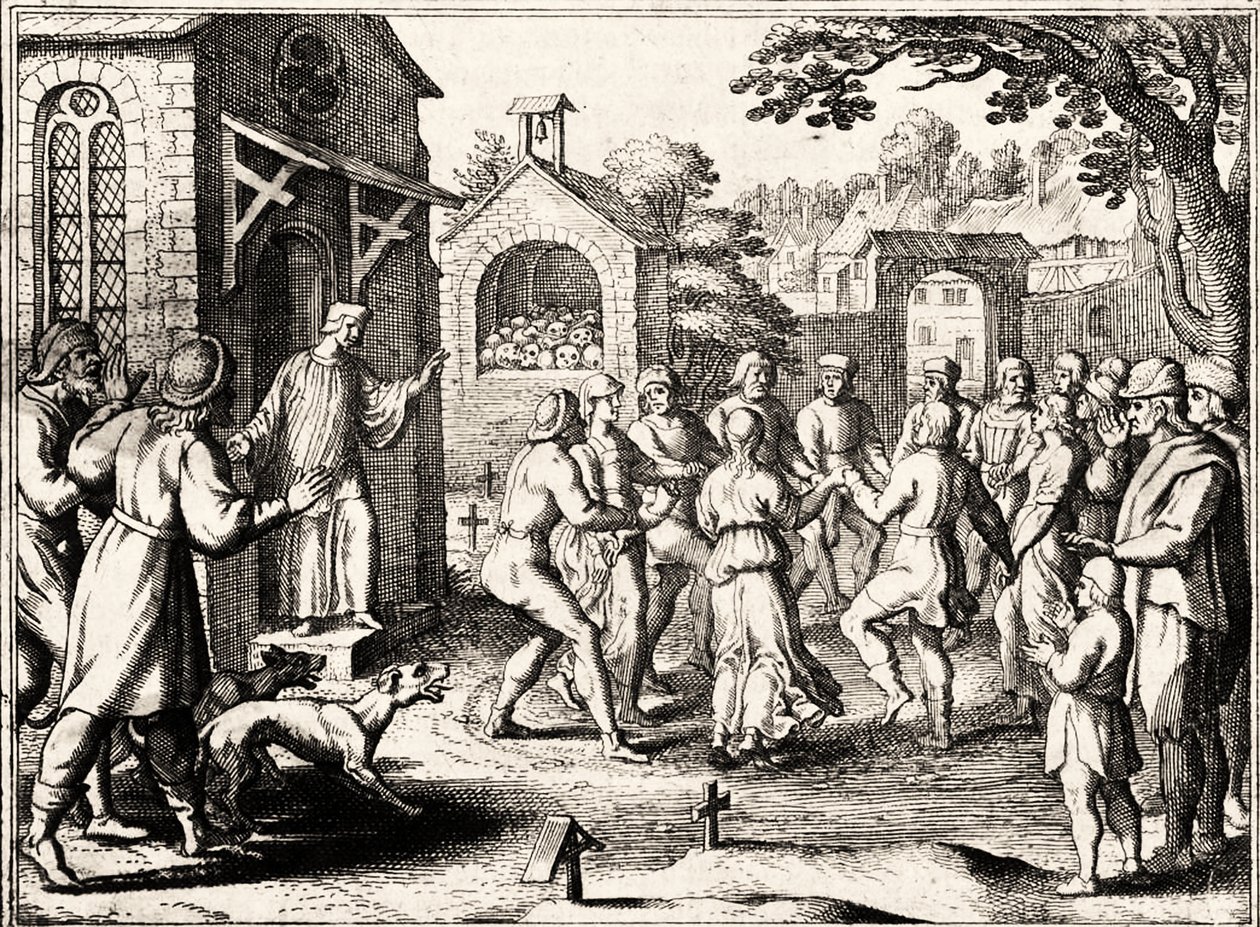 Dansepest, Strasbourg, Alsace. 1518 af French School