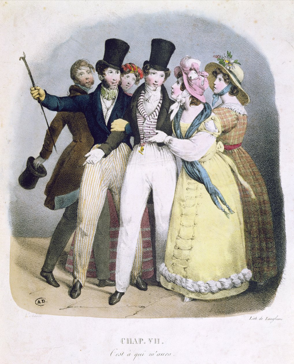 Dandy med beundrere, c.1830 af French School