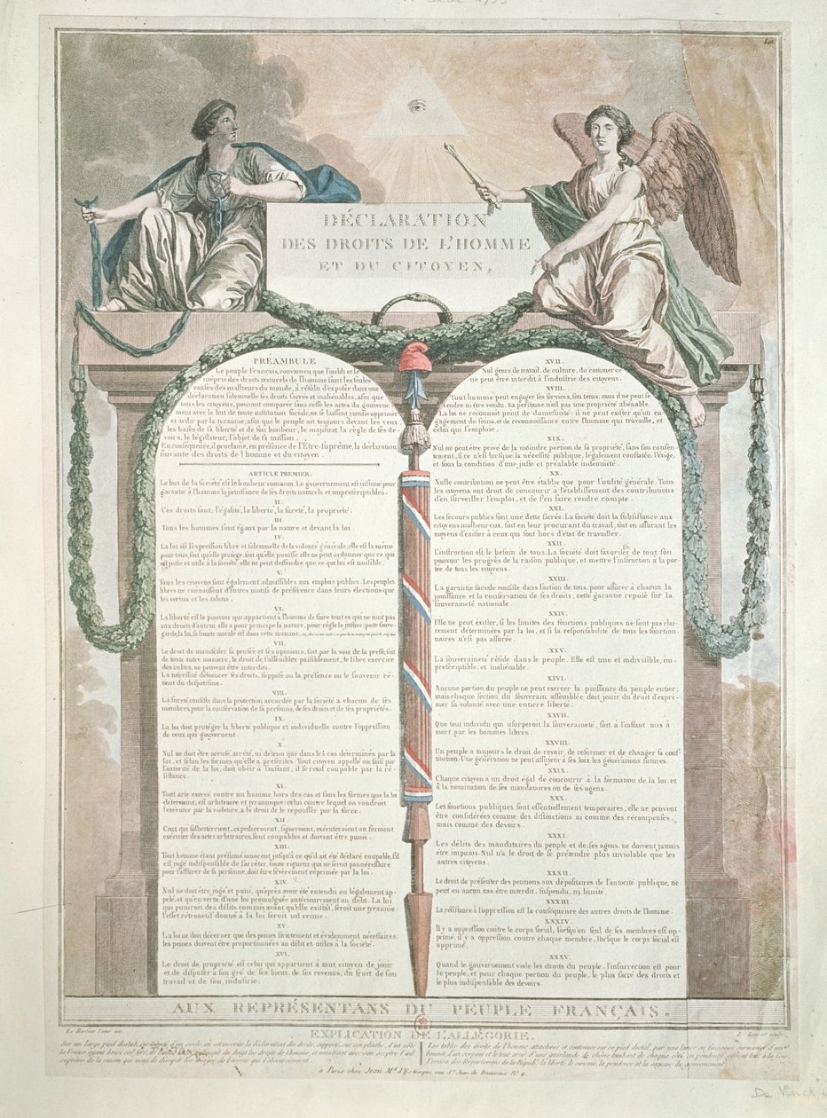 Erklæring om menneskets rettigheder, 10. august 1793 af French School