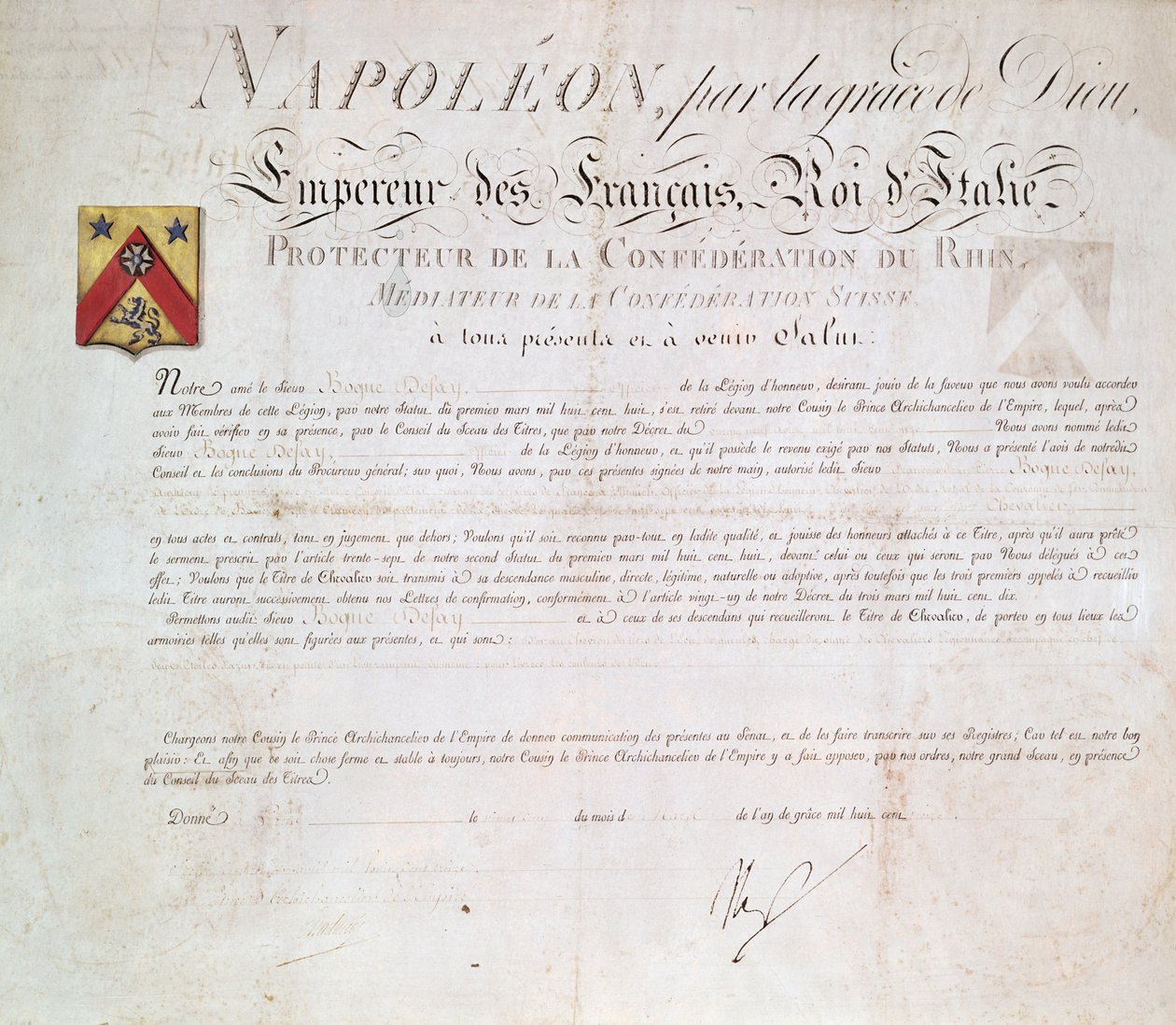 Adelsdekret oprettet under det første imperium, 1813 af French School