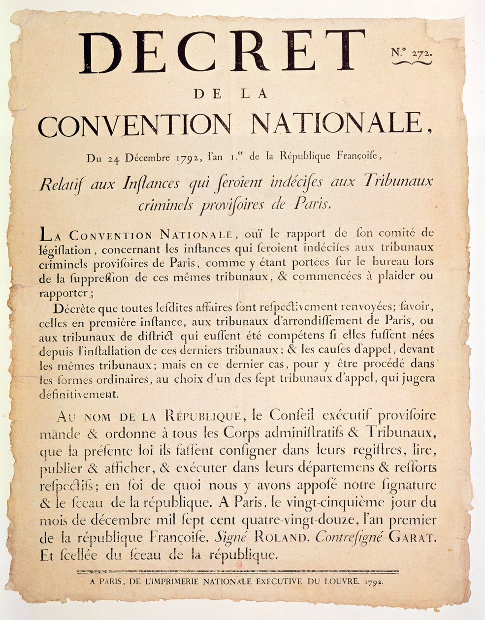 Dekret fra Nationalkonventet, 24. december 1792 af French School