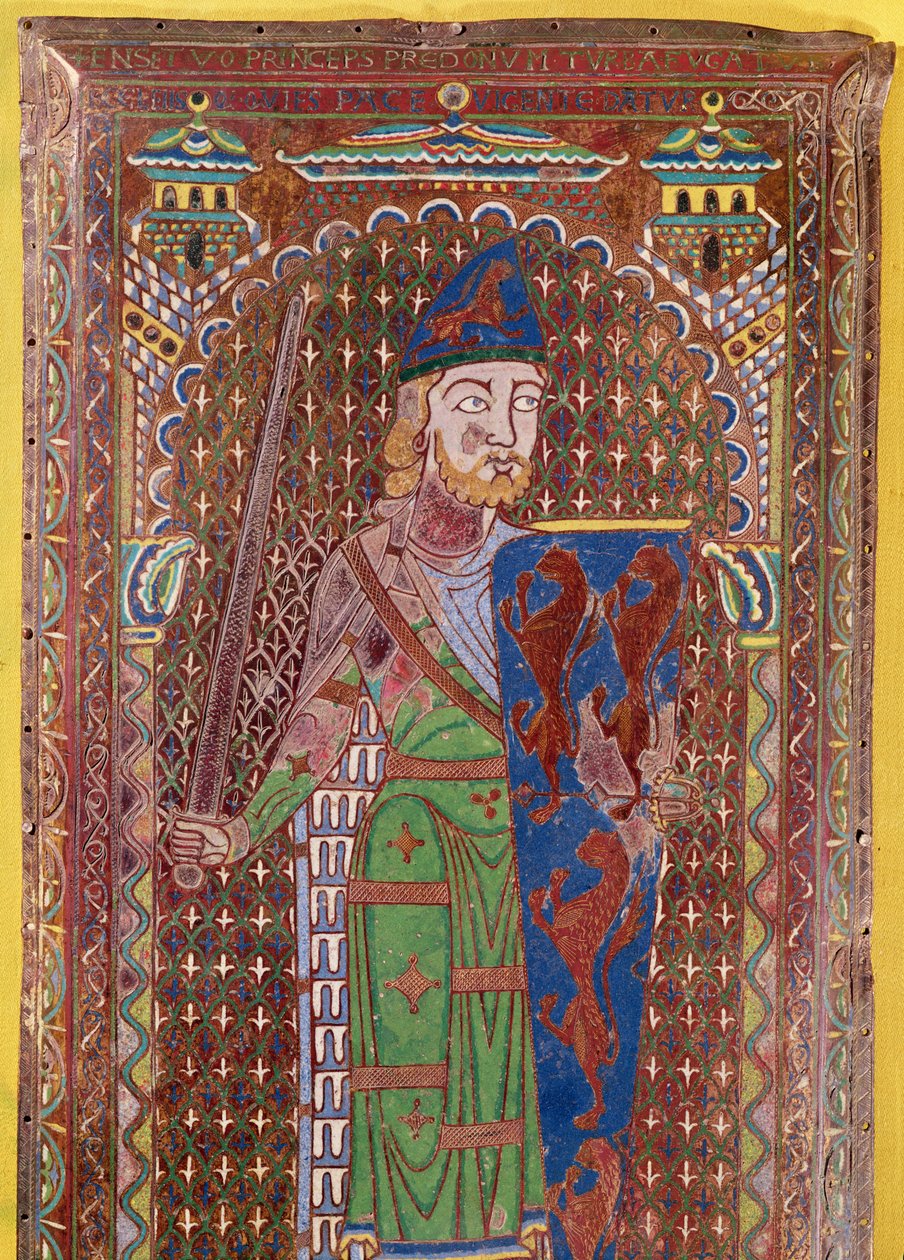 Detalje af Geoffrey Plantagenets gravplade, ca. 1151-55 (emalje på forgyldt kobber) (se også 179331) af French School