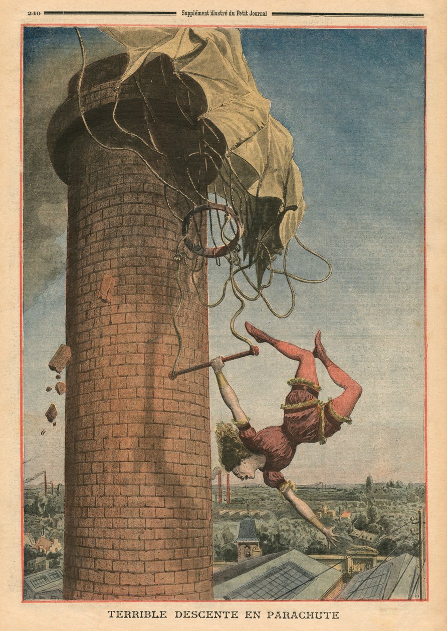 Frygteligt faldskærmsfald, Viola Spencer, illustration fra 