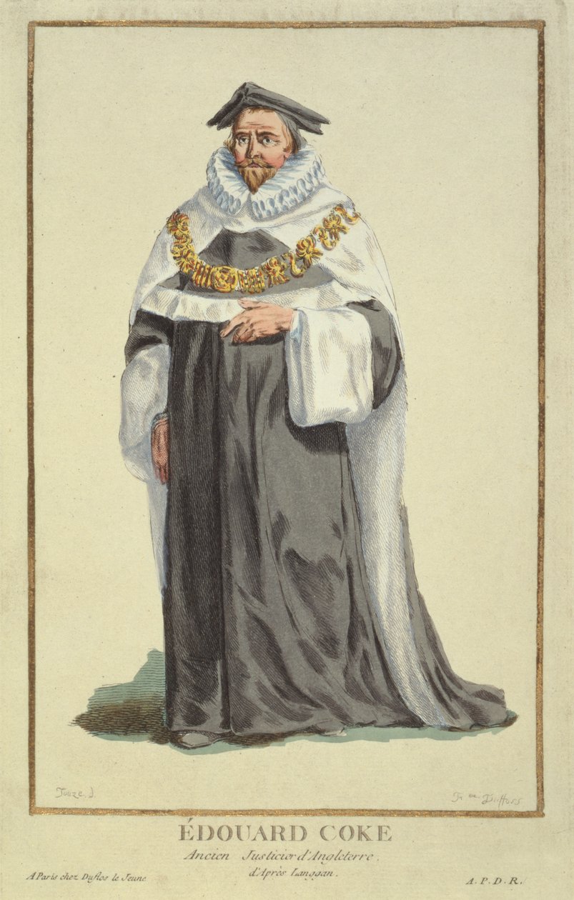Edward Coke (1552-1634), graveret af Pierre Duflos (1742-1816), 1780 (kobberstik) af French School