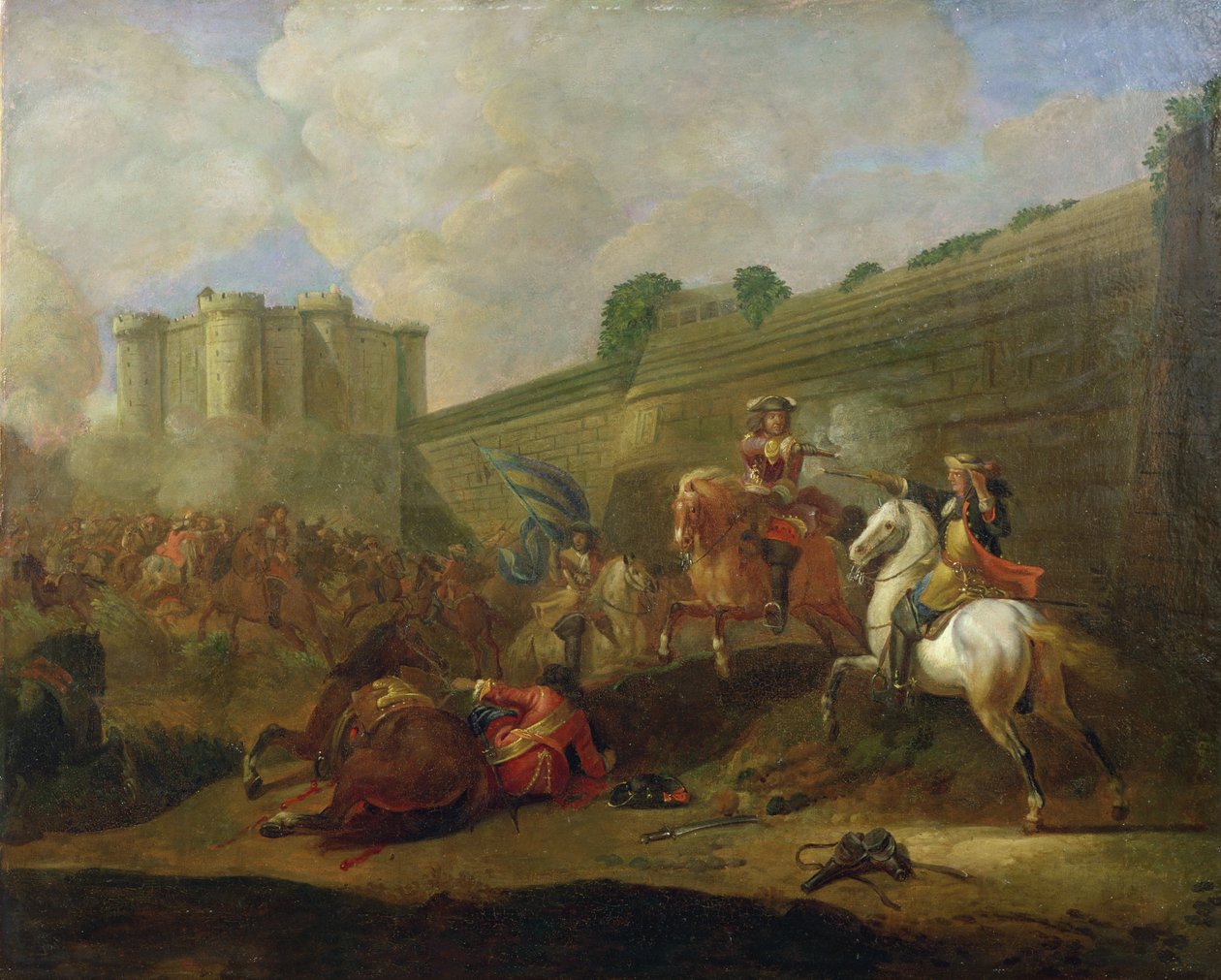 Episode af Fronde ved Faubourg Saint-Antoine ved Bastillens mure, ca. 1648 af French School