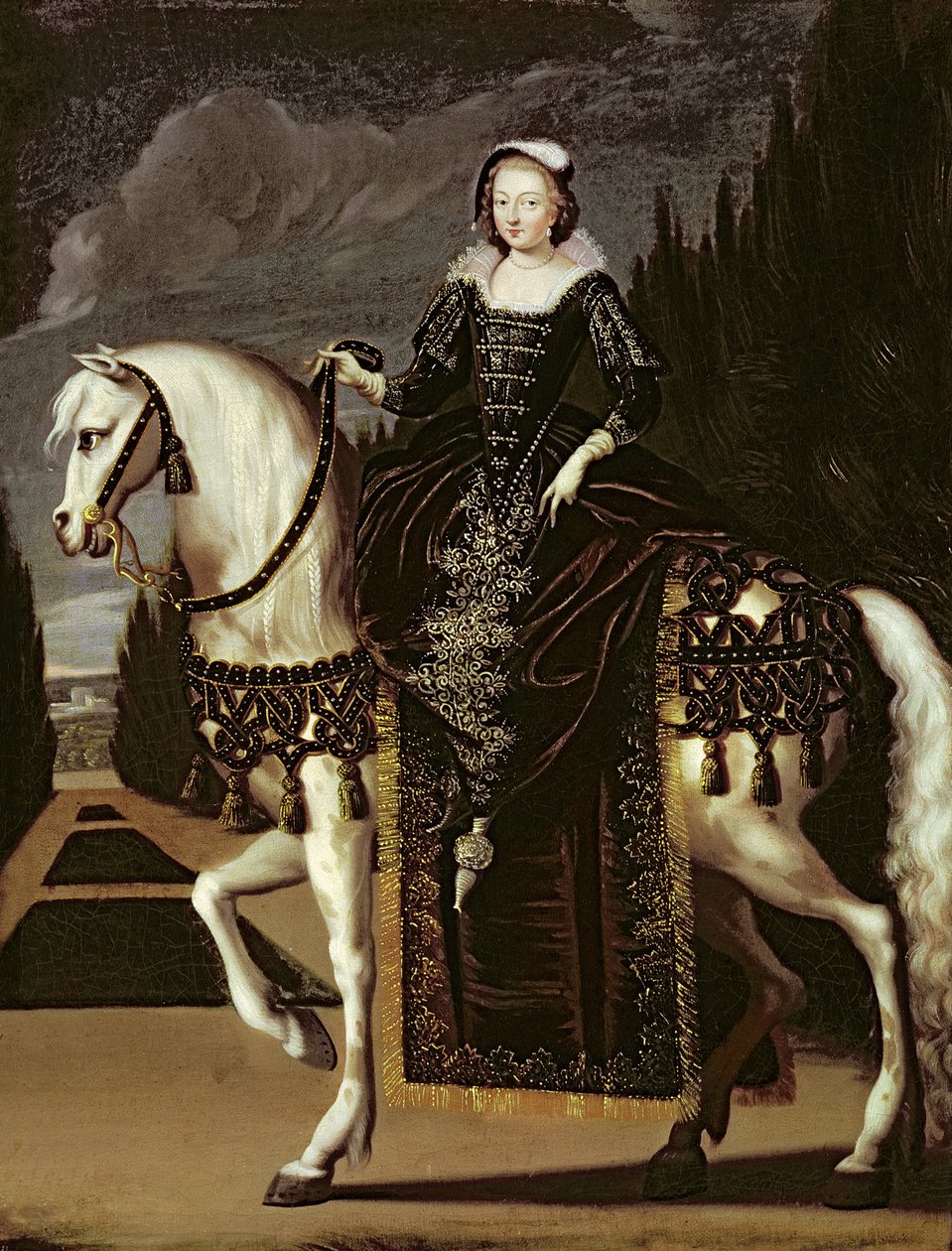 Rytterportræt af Marie de Medici (1573-1642) af French School