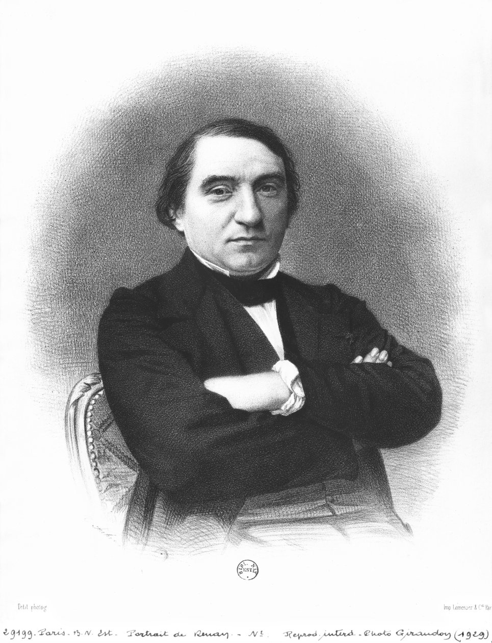 Ernest Renan (1823-92) efter et fotografi af Pierre Petit (1832-1909) af French School