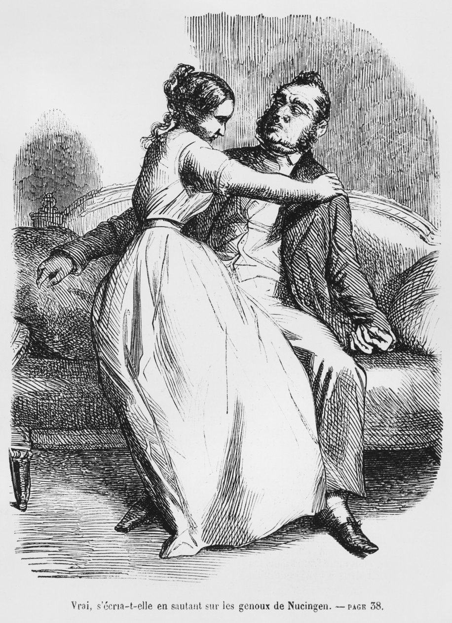 Esther van Gobseck og baron af Nucingen, illustration fra Splendeurs et Miseres des Courtisanes af Honore de Balzac, udgivet 1867 af French School