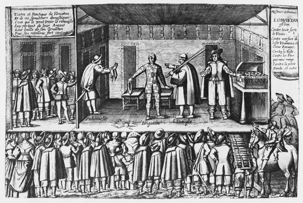 Farce om orvietanske sælgere på Saint-Germain-messen i Paris, ca. 1620-30 af French School
