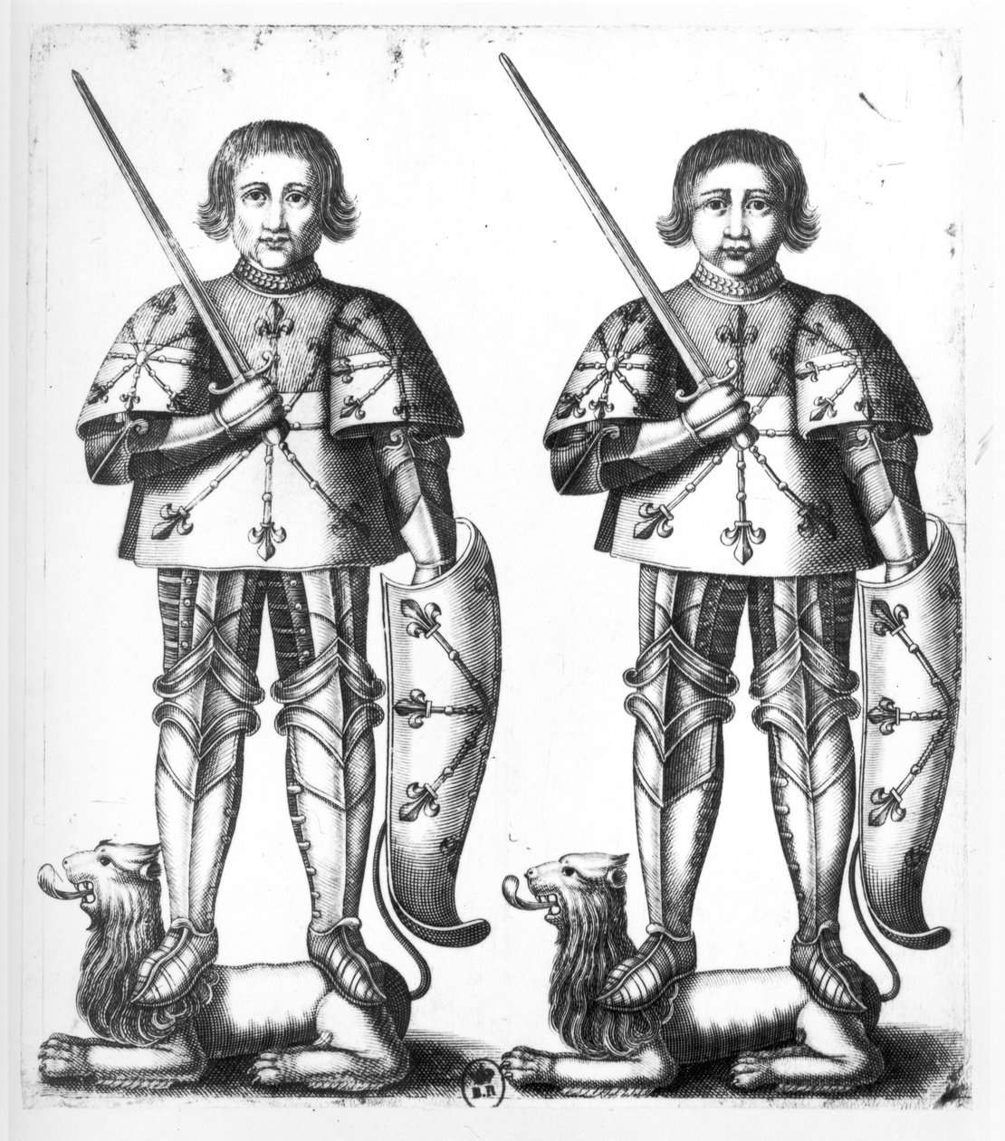 Foulques III Nerra (eller den sorte) (970-1040) og Geoffroy II Martel (1005-60) af French School