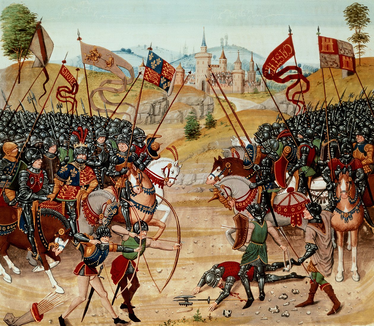 Fr 2643 f.312v Slaget ved Najera, 1367, fra Froissarts Krønike af French School