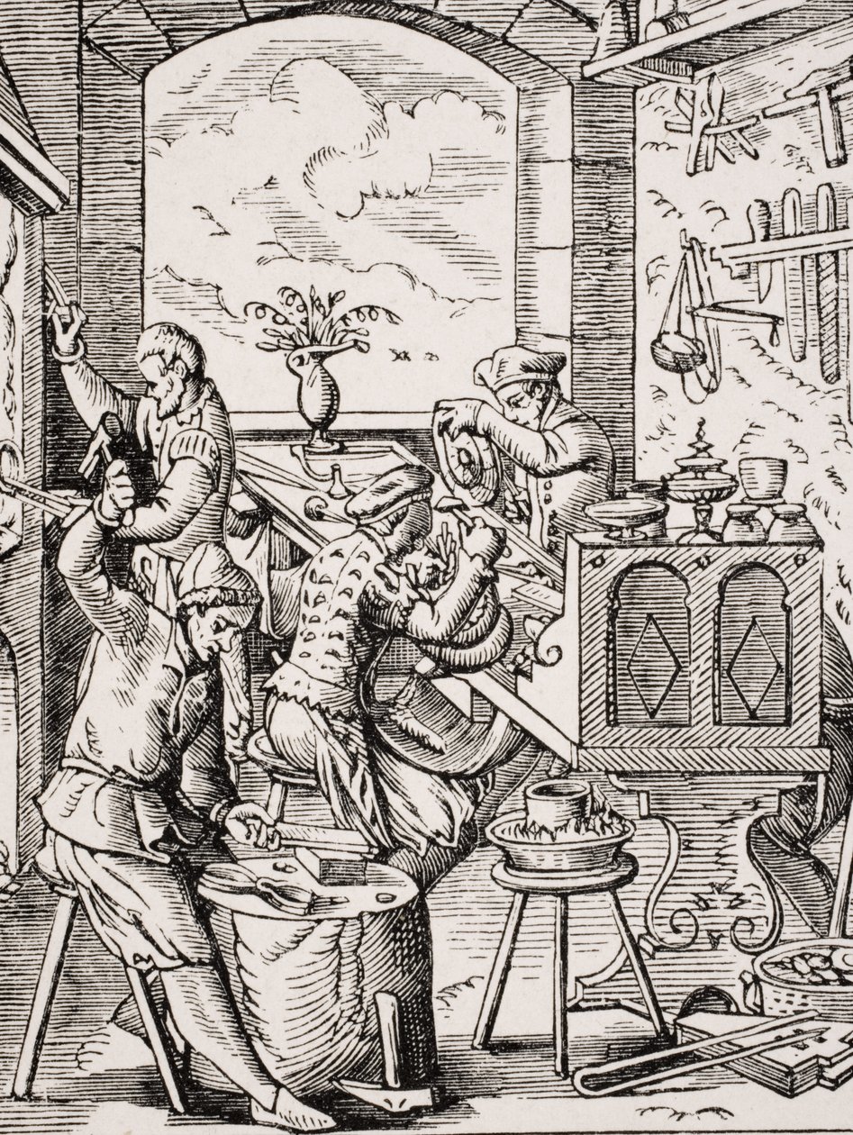 Guldsmed, gengivelse af et træsnit af Jost Amman (1539-91) fra 