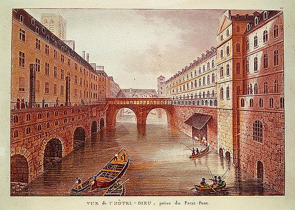 Hotel-Dieu Hospital, Paris (farvegravering) af French School